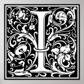 Floral Alphabet Monogram Letter I Poster (Vorne)