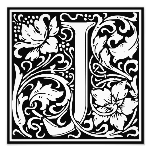 Floral Alphabet Monogram Letter J Foto Print (Vorne)