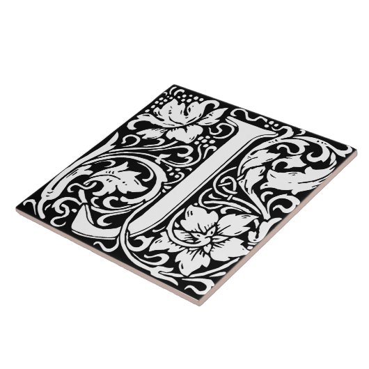 Floral Alphabet Monogram Letter J Tile Fliese (Seite)