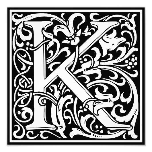 Floral Alphabet Monogram Letter K Foto drucken (Vorne)
