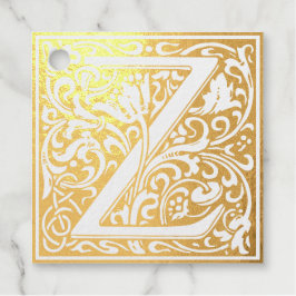 Floral Alphabet Monogram Letter M Square Sticker Geschenkanhänger