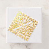 Floral Alphabet Monogram Letter M Square Sticker Geschenkanhänger (Mit Box)