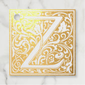 Floral Alphabet Monogram Letter M Square Sticker Geschenkanhänger (Vorderseite)