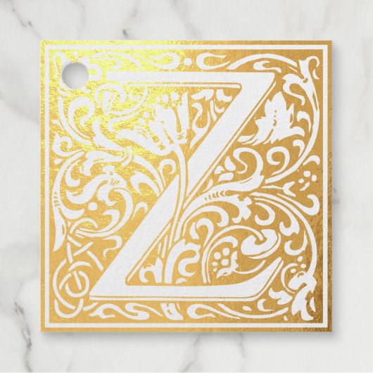 Floral Alphabet Monogram Letter M Square Sticker Geschenkanhänger (Vorderseite)