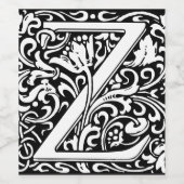 Floral Alphabet Monogram Letter M Square Sticker Weinetikett (Einzelnes Label)