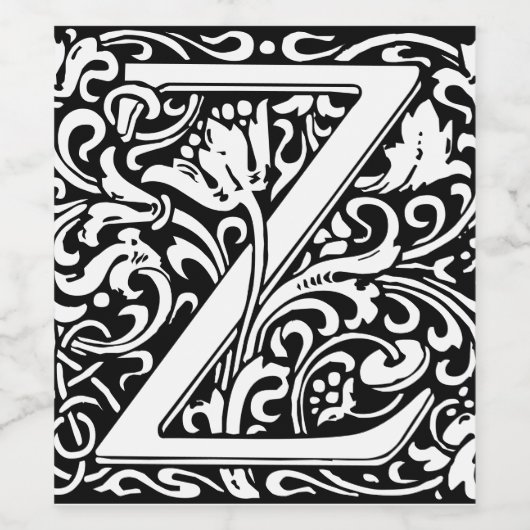 Floral Alphabet Monogram Letter M Square Sticker Weinetikett (Einzelnes Label)