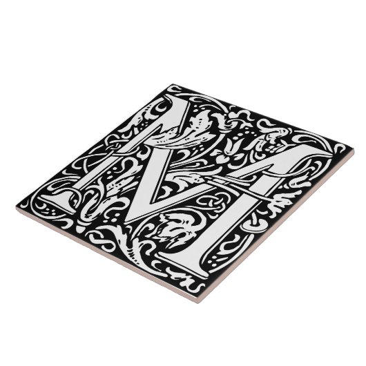 Floral Alphabet Monogram Letter M Tile Fliese (Seite)