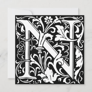 Floral Alphabet Monogram Letter N Morris