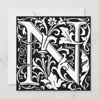 Floral Alphabet Monogram Letter N Morris