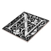 Floral Alphabet Monogram Letter N Tile Fliese (Seite)