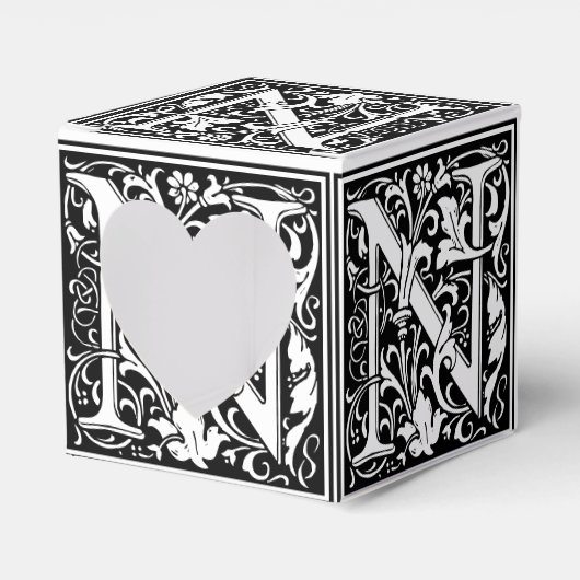 Floral Alphabet Monogram Letter N Tile Morris Geschenkschachtel (Vorderseite)