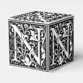 Floral Alphabet Monogram Letter N Tile Morris Geschenkschachtel (Vorderseite)