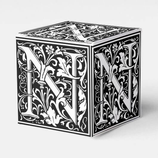 Floral Alphabet Monogram Letter N Tile Morris Geschenkschachtel (Vorderseite)