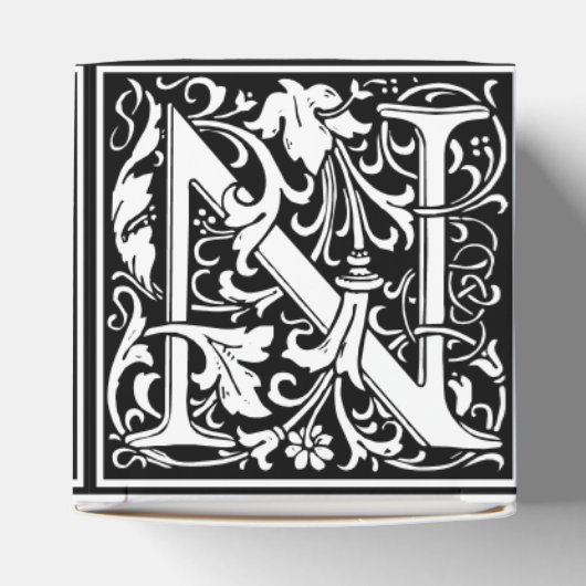 Floral Alphabet Monogram Letter N Tile Morris Geschenkschachtel (Oben)
