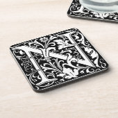 Floral Alphabet Monogram Letter N Tile Morris Getränkeuntersetzer (Linke Seite)