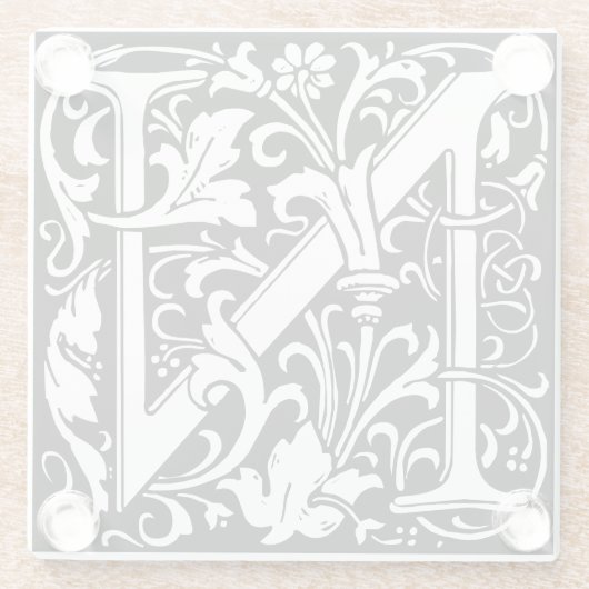 Floral Alphabet Monogram Letter N Tile Morris Glasuntersetzer (Rückseite)