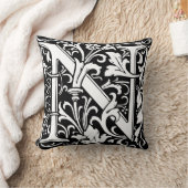 Floral Alphabet Monogram Letter N Tile Morris Kissen (Decke)