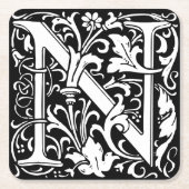 Floral Alphabet Monogram Letter N Tile Morris Rechteckiger Pappuntersetzer (Vorderseite)