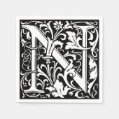 Floral Alphabet Monogram Letter N Tile Morris Serviette (Vorderseite)