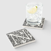 Floral Alphabet Monogram Letter N Tile Morris Steinuntersetzer (Seitenansicht)