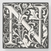 Floral Alphabet Monogram Letter N Tile Morris Steinuntersetzer (Vorderseite)