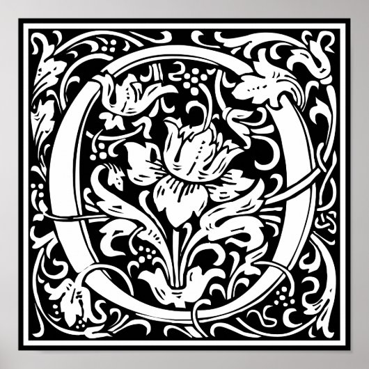 Floral Alphabet Monogram Letter O Poster (Vorne)