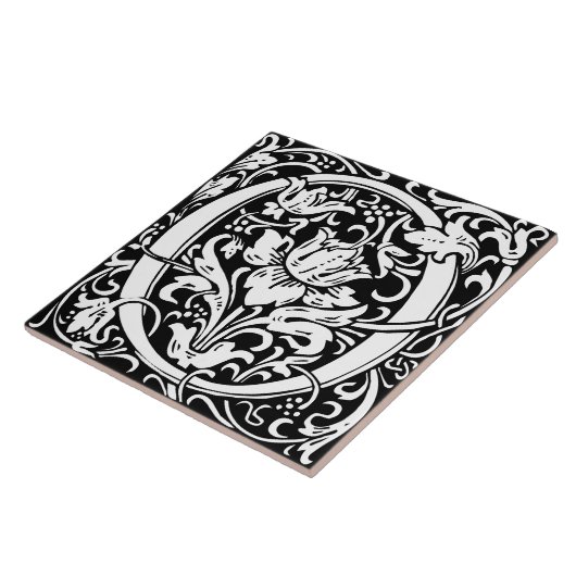 Floral Alphabet Monogram Letter O Tile Fliese (Seite)