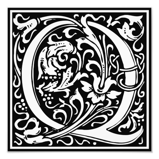 Floral Alphabet Monogram Letter Q Foto drucken (Vorne)