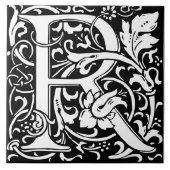 Floral Alphabet Monogram Letter R Tile Fliese (Vorderseite)
