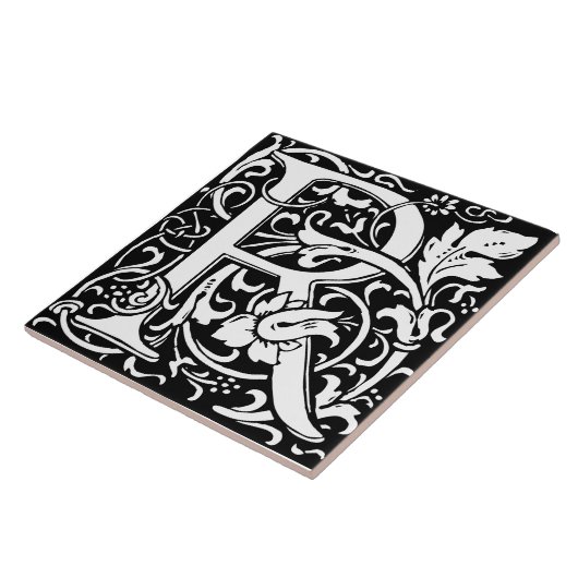 Floral Alphabet Monogram Letter R Tile Fliese (Seite)