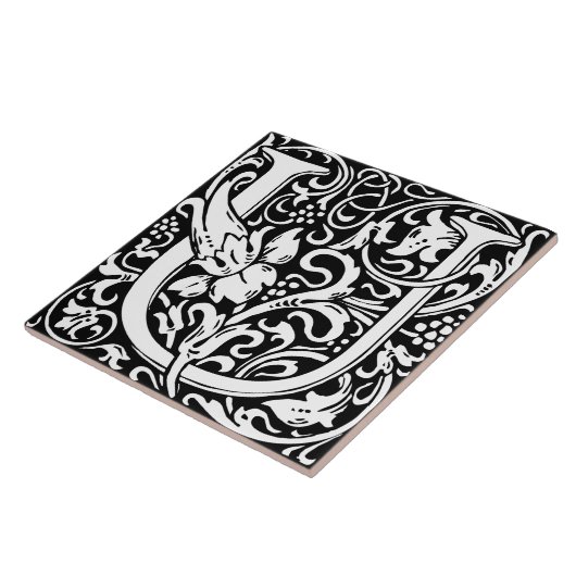 Floral Alphabet Monogram Letter U Tile Fliese (Seite)