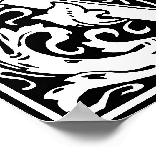 Floral Alphabet Monogram Letter V Poster (Ecke)