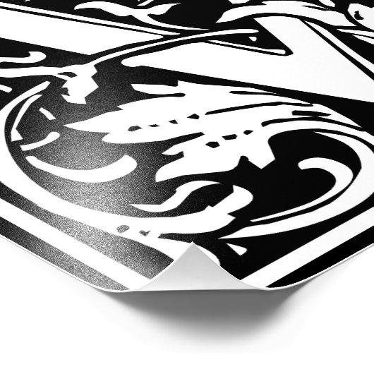 Floral Alphabet Monogram Letter W Foto Print (Ecke)