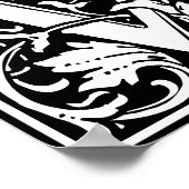 Floral Alphabet Monogram Letter W Foto Print Poster (Ecke)