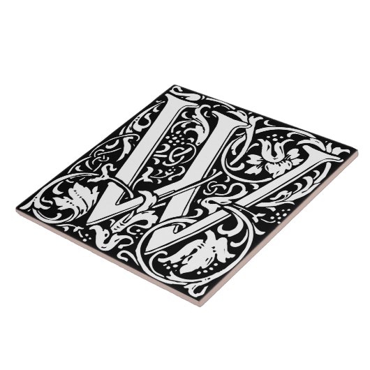 Floral Alphabet Monogram Letter W Tile Fliese (Seite)