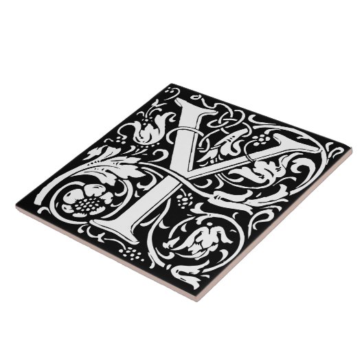 Floral Alphabet Monogram Letter Y Tile Fliese (Seite)