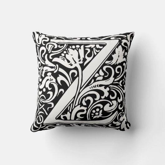 Floral Alphabet Monogram Letter Z Kissen (Rückseite)