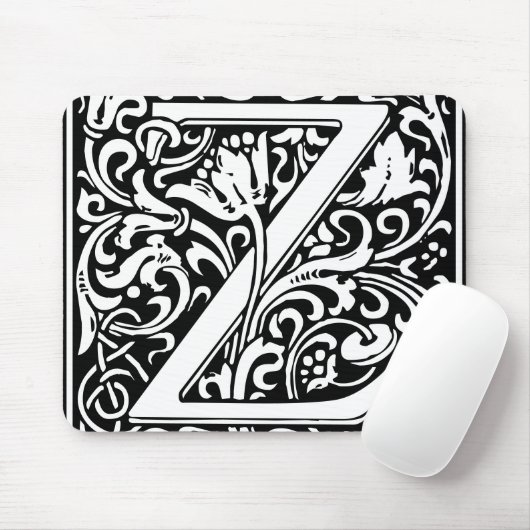 Floral Alphabet Monogram Letter Z Mousepad (Mit Mouse)