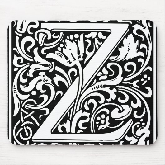 Floral Alphabet Monogram Letter Z Mousepad (Vorne)