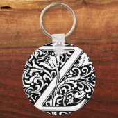 Floral Alphabet Monogram Letter Z Square Sticker Schlüsselanhänger (Vorderseite)