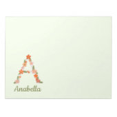Floral Alphabet Monogramm Brief " A" Notizblock (Vorderseite)