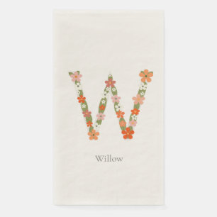 Floral Alphabet Monogramm-Brief " W" Serviette