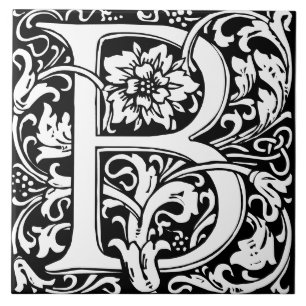 Floral Alphabet Monogramm Buchstabe B Fliese