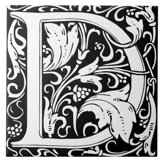 Floral Alphabet Monogramm Buchstabe D Fliese (Vorderseite)
