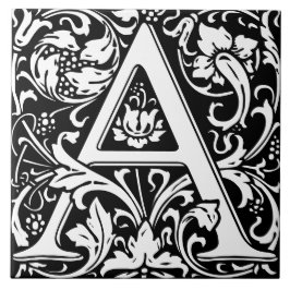 Floral Alphabet Monogramm Letter A Tile Fliese