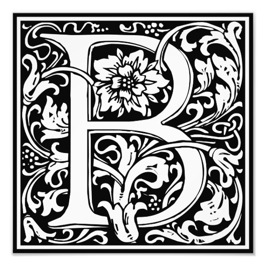 Floral Alphabet Monogramm Letter B Foto drucken (Vorne)