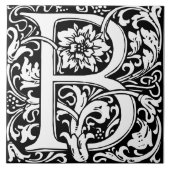 Floral Alphabet Monogramm Letter B Tile Fliese (Vorderseite)