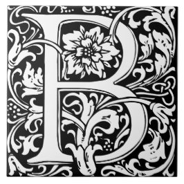 Floral Alphabet Monogramm Letter B Tile Fliese