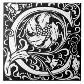 Floral Alphabet Monogramm Letter C Tile Fliese (Vorderseite)