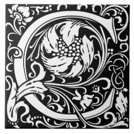 Floral Alphabet Monogramm Letter C Tile Fliese